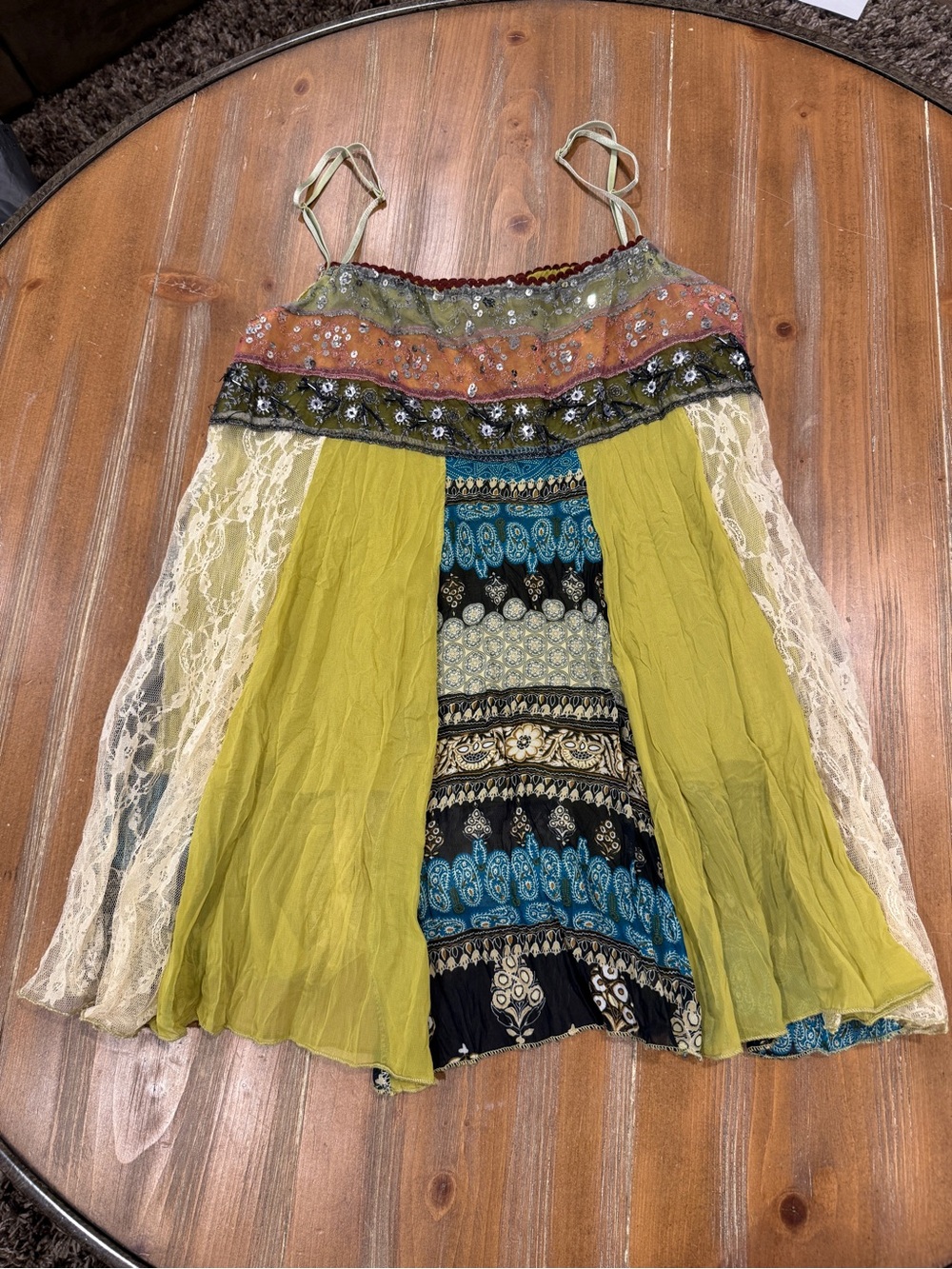 Y2K Sincerely Women's Size Small Tank Top Babydoll Style Patchwork Fairy Lace